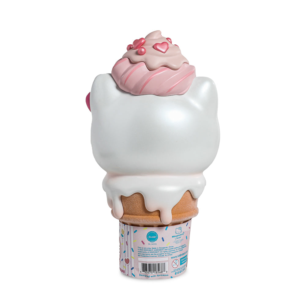 2025 CON EXCLUSIVE: Hello Kitty® Ice Cream Cone 6" Vinyl Art Figure - Pearlescent Vanilla with Strawberry Edition (Limited Edition of 500)