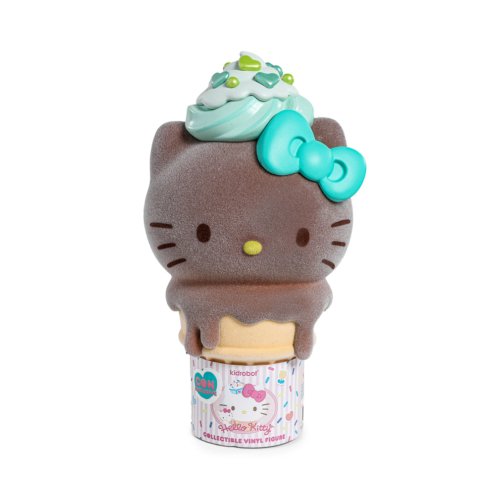 2025 CON EXCLUSIVE: Hello Kitty® Ice Cream Cone 6" Vinyl Art Figure - Flocked Chocolate with Mint Edition (Limited Edition of 500)